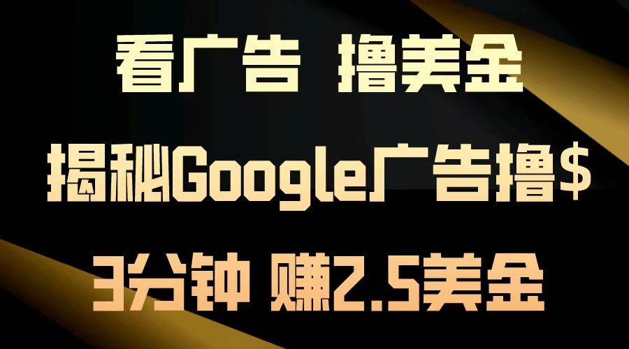 （13114期）看广告，撸美金！3分钟赚2.5美金！日入200美金不是梦！揭秘Google广告…-天孤无涯网