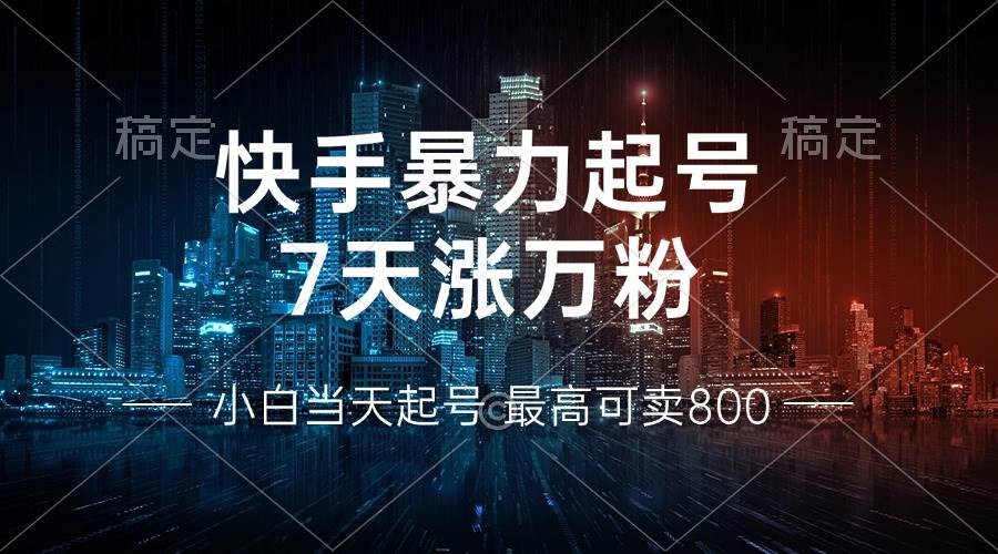 （13142期）快手暴力起号，7天涨万粉，小白当天起号 多种变现方式，账号回收，单月…-天孤无涯网