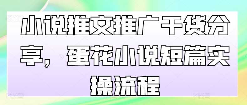 小说推文推广干货分享，蛋花小说短篇实操流程-天孤无涯网