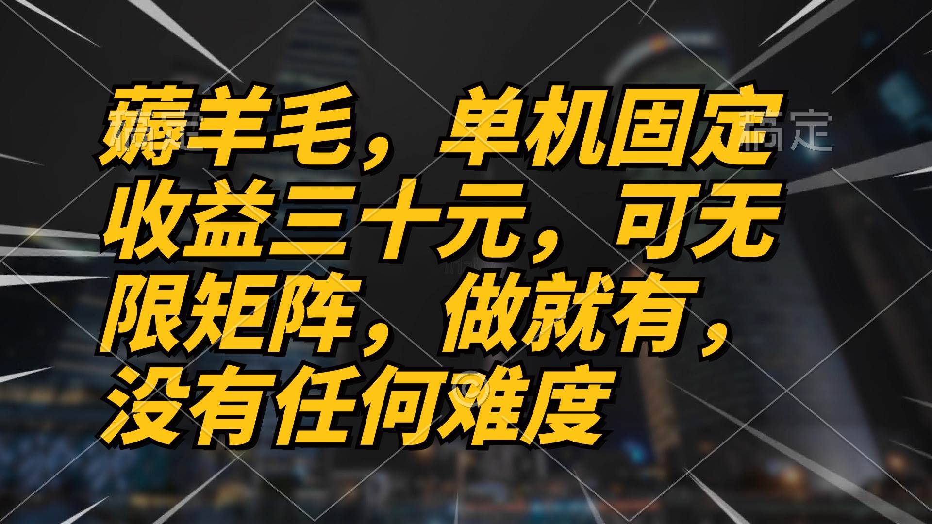 （13162期）薅羊毛项目，单机三十元，做就有，可无限矩阵 无任何难度-天孤无涯网