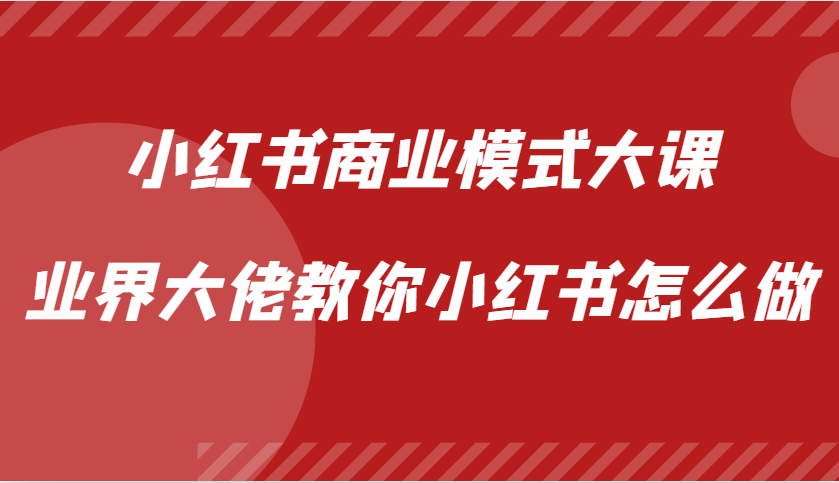 小红书商业模式大课，业界大佬教你小红书怎么做【视频课】-天孤无涯网