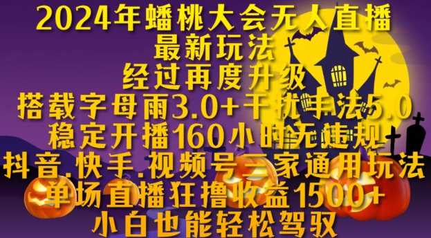2024年蟠桃大会无人直播最新玩法，稳定开播160小时无违规，抖音、快手、视频号三家通用玩法【揭秘】-天孤无涯网