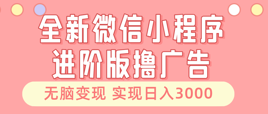 （13197期）全新微信小程序进阶版撸广告 无脑变现睡后也有收入 日入3000＋-天孤无涯网