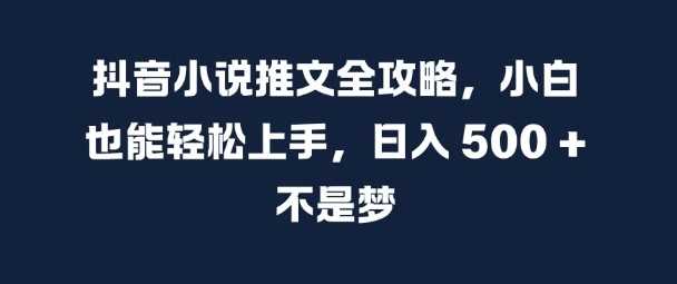 抖音小说推文全攻略，小白也能轻松上手，日入 5张+ 不是梦【揭秘】-天孤无涯网