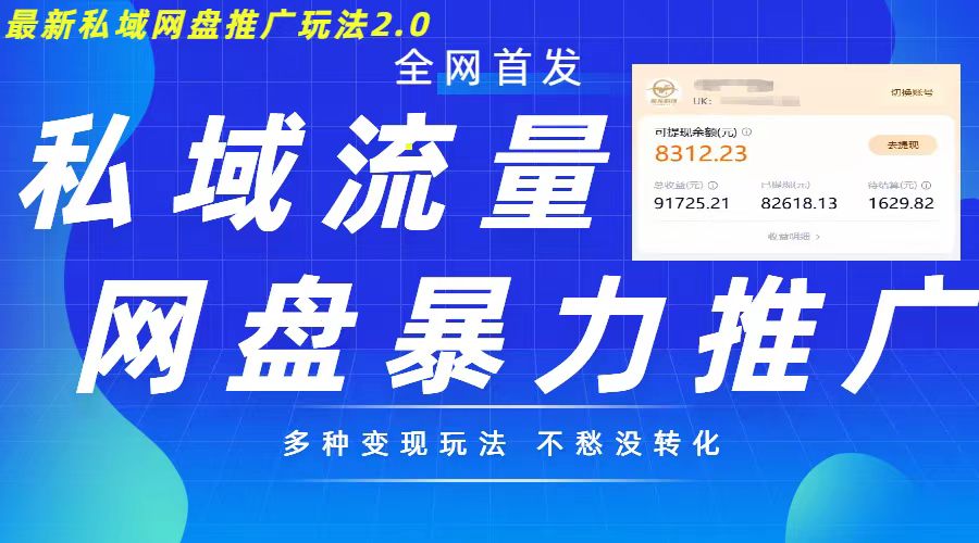 最新暴力私域网盘拉新玩法2.0，多种变现模式，并打造私域回流，轻松日入500+【揭秘】-天孤无涯网