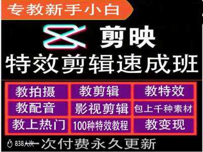 剪映特效教程和运营变现教程，特效剪辑速成班，专教新手小白-天孤无涯网