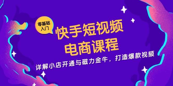 （13250期）快手短视频电商课程，详解小店开通与磁力金牛，打造爆款视频-天孤无涯网