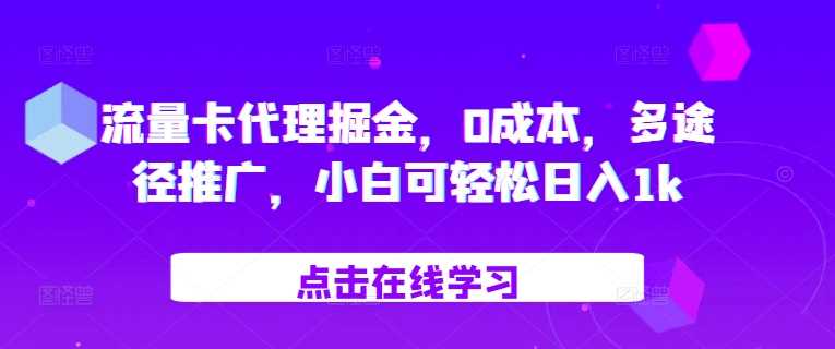 流量卡代理掘金，0成本，多途径推广，小白可轻松日入1k-天孤无涯网