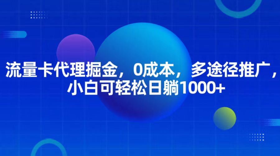 流量卡代理掘金，0成本，多途径推广，小白可轻松日躺1000+-天孤无涯网