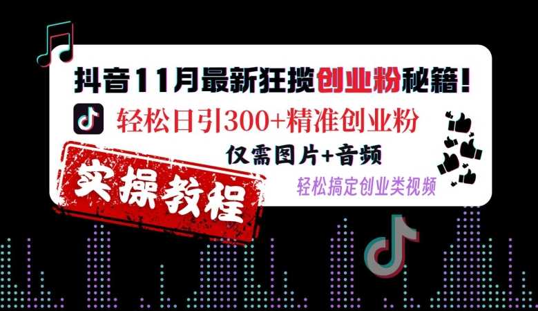 抖音11月最新狂揽创业粉秘籍，轻松日引300+精准创业粉，仅需图片+音频，轻松搞定创业类视频-天孤无涯网
