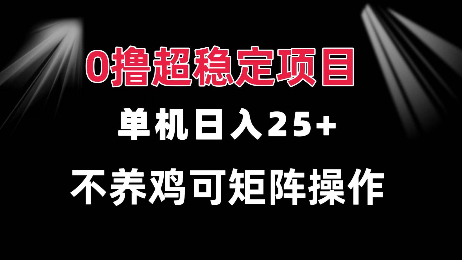 （13355期）0撸项目 单机日入25+ 可批量操作 无需养鸡 长期稳定 做了就有-天孤无涯网