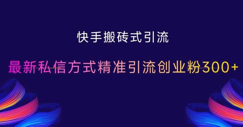 快手搬砖式引流，最新私信方式精准引流创业粉300+-天孤无涯网