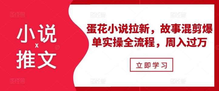 小说推文之蛋花小说拉新，故事混剪爆单实操全流程，周入过万-天孤无涯网