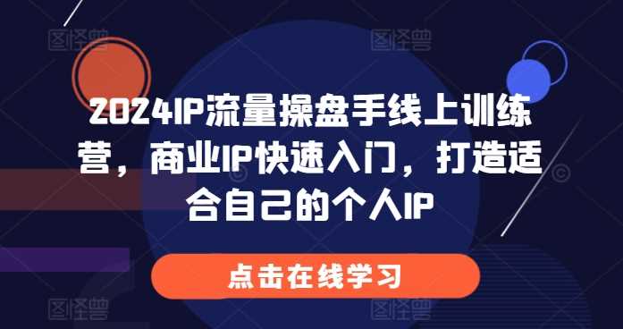 2024IP流量操盘手线上训练营，商业IP快速入门，打造适合自己的个人IP-天孤无涯网