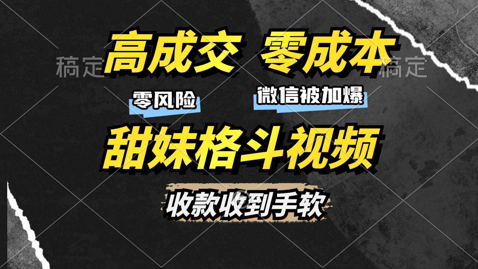（13384期）高成交零成本，售卖甜妹格斗视频，谁发谁火，加爆微信，收款收到手软-天孤无涯网
