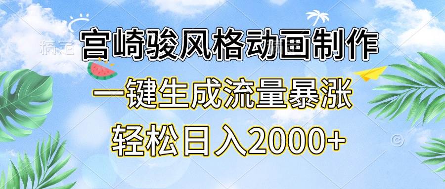 （13386期）宫崎骏风格动画制作，一键生成流量暴涨，轻松日入2000+-天孤无涯网