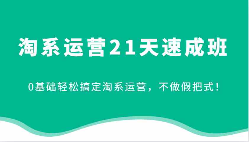 淘系运营21天速成班，0基础轻松搞定淘系运营，不做假把式！-天孤无涯网