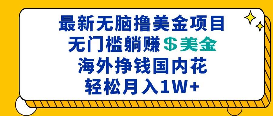 （13411期）最新海外无脑撸美金项目，无门槛躺赚美金，海外挣钱国内花，月入一万加-天孤无涯网