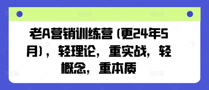 老A营销训练营(更24年11月)，轻理论，重实战，轻概念，重本质-天孤无涯网