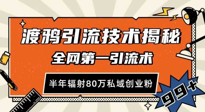 渡鸦引流技术，全网第一引流术，半年辐射80万私域创业粉 【揭秘】-天孤无涯网