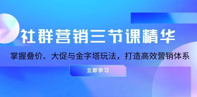 （13431期）社群营销三节课精华：掌握叠价、大促与金字塔玩法，打造高效营销体系-天孤无涯网