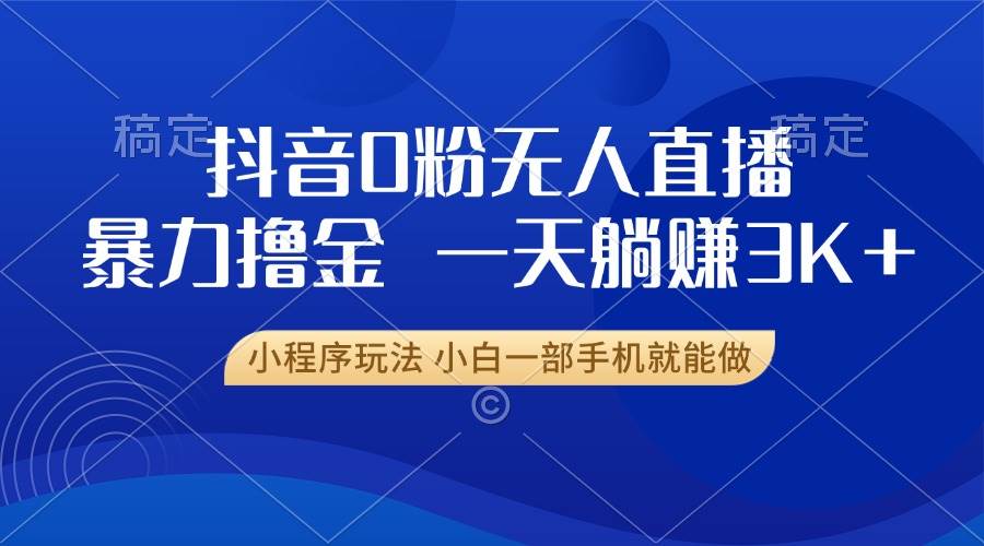 （13449期）抖音0粉无人直播暴力掘金，一天躺赚3K+，小白一部手机就能做-天孤无涯网