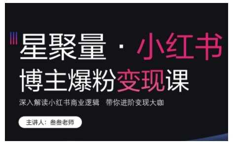 小红书博主爆粉变现课，深入解读小红书商业逻辑，带你进阶变现大咖-天孤无涯网