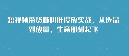短视频带货随心推投放实战，从选品到放量，生意即刻起飞-天孤无涯网