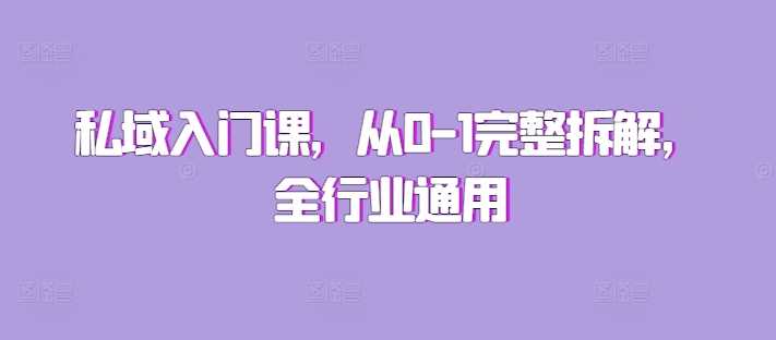 私域入门课，从0-1完整拆解，全行业通用-天孤无涯网