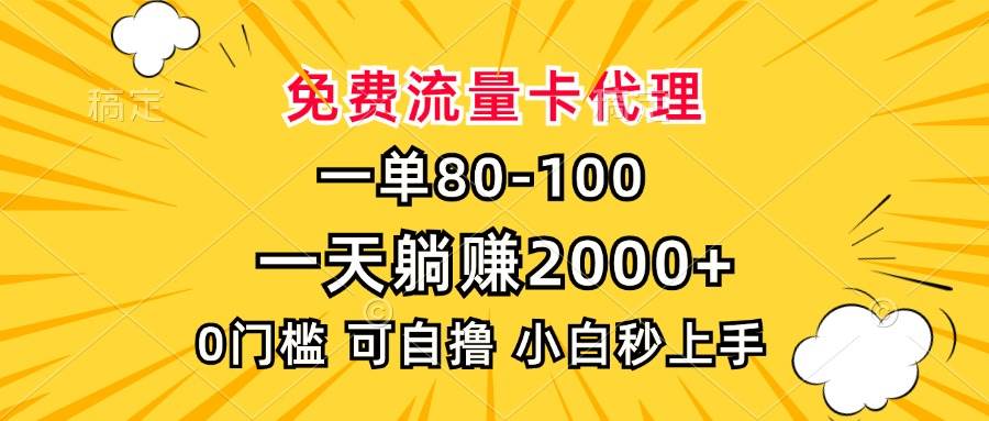 （13551期）一单80，免费流量卡代理，一天躺赚2000+，0门槛，小白也能轻松上手-天孤无涯网
