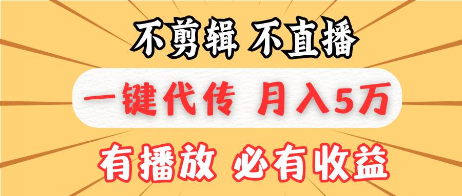 （13555期）不剪辑不直播，一键代发，月入5万懒人必备，我出视频你来发-天孤无涯网