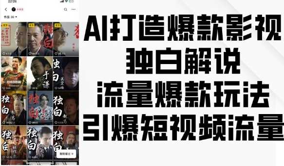 AI打造爆款影视独白解说，流量爆款玩法，引爆短视频流量-天孤无涯网