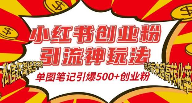 小红书创业粉引流神玩法，单图笔记引爆500+精准创业粉丝，私信狂潮接连不断-天孤无涯网