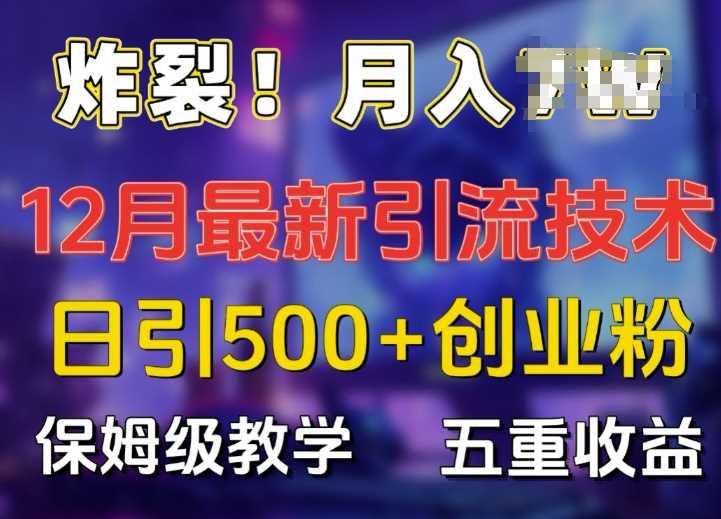 炸裂!揭秘12月最新日引流500+精准创业粉，多重收益保姆级教学-天孤无涯网