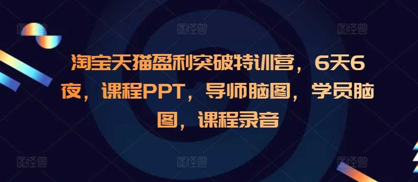 淘宝天猫盈利突破特训营，6天6夜，课程PPT，导师脑图，学员脑图，课程录音-天孤无涯网