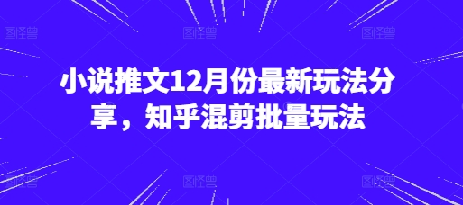 小说推文12月份最新玩法分享，知乎混剪批量玩法-天孤无涯网