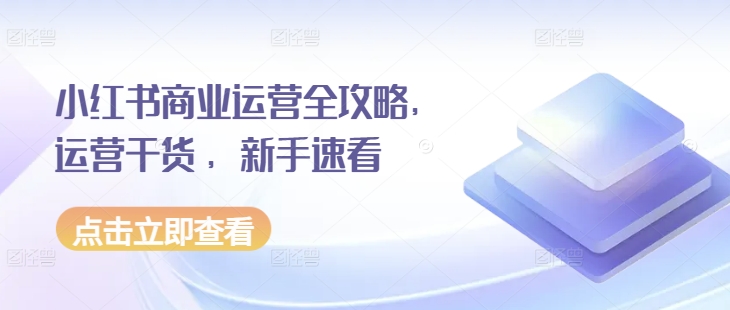 小红书商业运营全攻略，运营干货 ，新手速看-天孤无涯网
