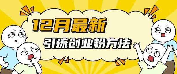 12月最新引流创业粉方法，方法非常简单，适用于多平台-天孤无涯网