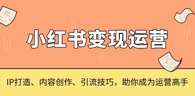 小红书变现运营，IP打造、内容创作、引流技巧，助你成为运营高手-天孤无涯网