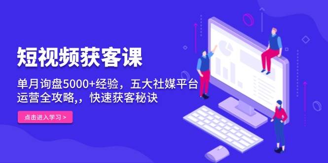 （13715期）短视频获客课，单月询盘5000+经验，五大社媒平台运营全攻略,，快速获客…-天孤无涯网