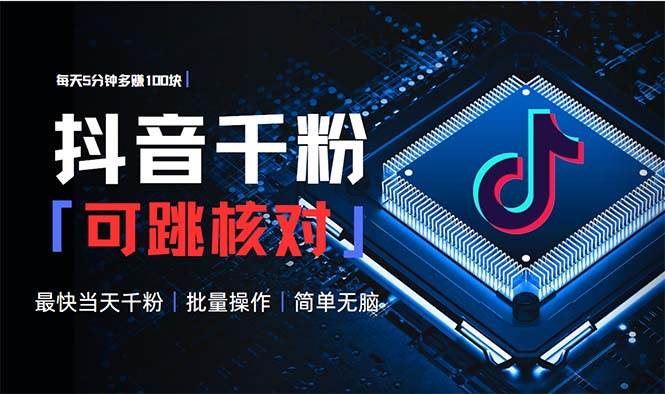 （13704期）抖音跳核对涨千粉，每天5分钟多赚100元，可批量操作，简单无脑有手就行-天孤无涯网