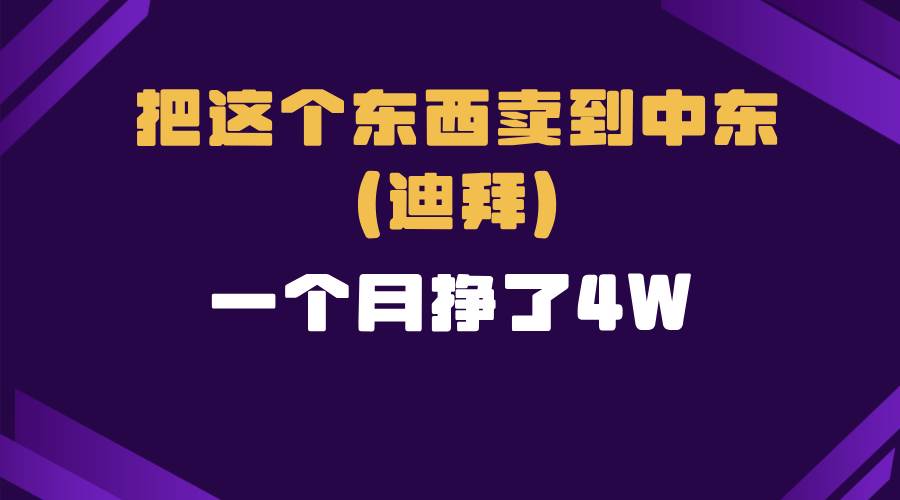 （13740期）跨境电商一个人在家把货卖到迪拜，暴力项目拆解-天孤无涯网
