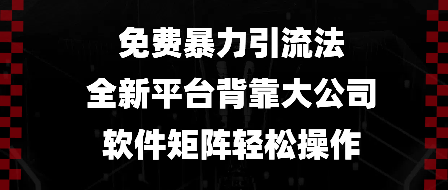 （13745期）免费暴力引流法，全新平台，背靠大公司，软件矩阵轻松操作-天孤无涯网