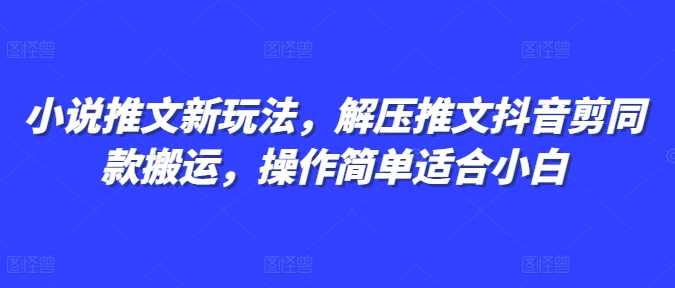 小说推文新玩法，解压推文抖音剪同款搬运，操作简单适合小白-天孤无涯网