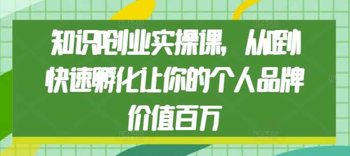 知识IP创业实操课，从0到1快速孵化让你的个人品牌价值百万-天孤无涯网