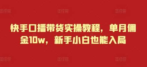 快手口播带货实操教程，单月佣金10w，新手小白也能入局-天孤无涯网