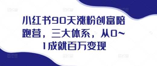 小红书90天涨粉创富陪跑营，​三大体系，从0~1成就百万变现，做小红书的最后一站-天孤无涯网