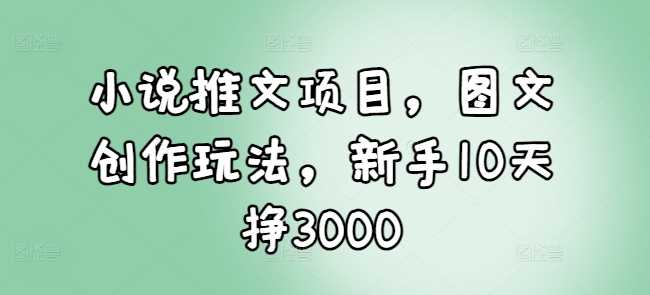 小说推文项目，图文创作玩法，新手10天挣3000-天孤无涯网