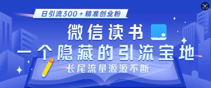 微信读书，一个隐藏的引流宝地，不为人知的小众打法，日引流300+精准创业粉，长尾流量源源不断-天孤无涯网
