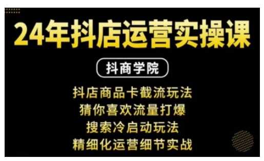 抖音小店运营实操课：抖店商品卡截流玩法，猜你喜欢流量打爆，搜索冷启动玩法，精细化运营细节实战-天孤无涯网